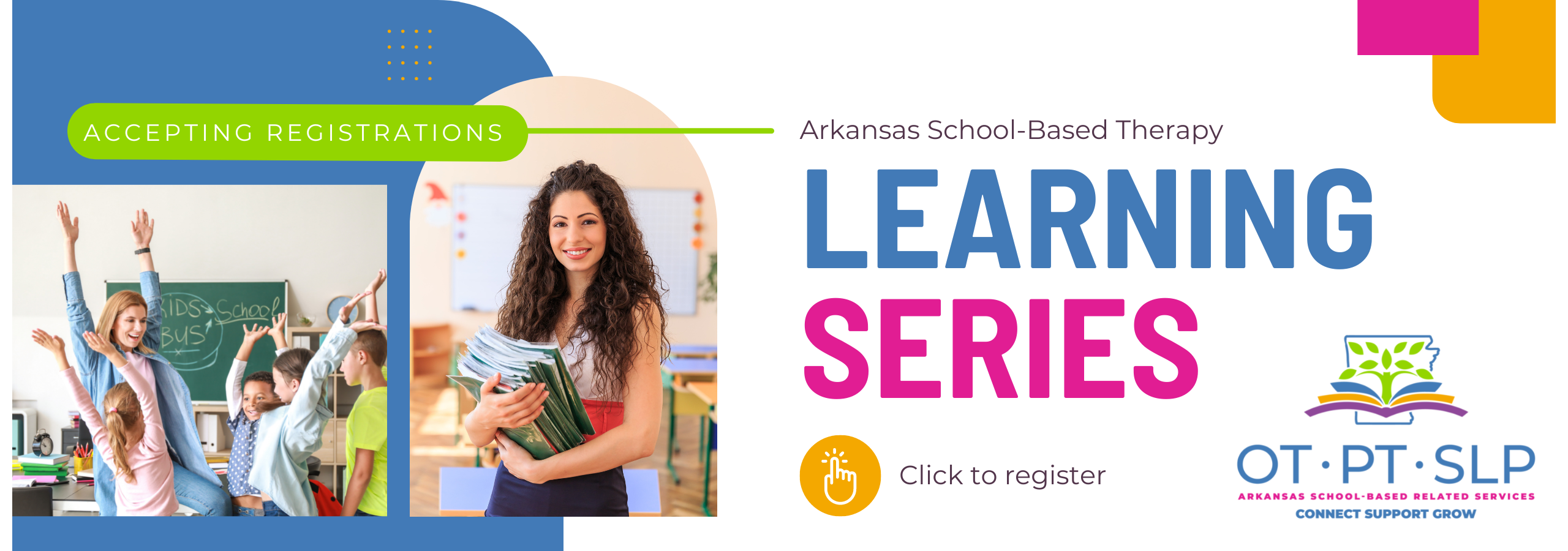 click to register for the school based therapy learning series